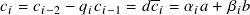                   --
𝑐𝑖 = 𝑐𝑖−2 − 𝑞𝑖𝑐𝑖−1 = 𝑑𝑐𝑖 = 𝛼𝑖𝑎 + 𝛽𝑖𝑏
