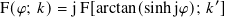 F(𝜑; 𝑘)= jF[arctan(sinhj𝜑); 𝑘′]